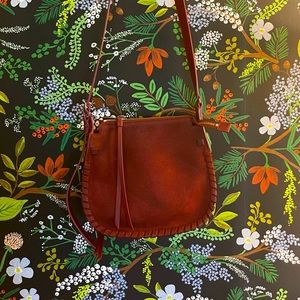 AllSaints burgundy nubuck bag